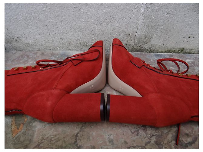 Stuart Weitzman Schnürstiefeletten aus Leder Rostrot - Ansicht 8