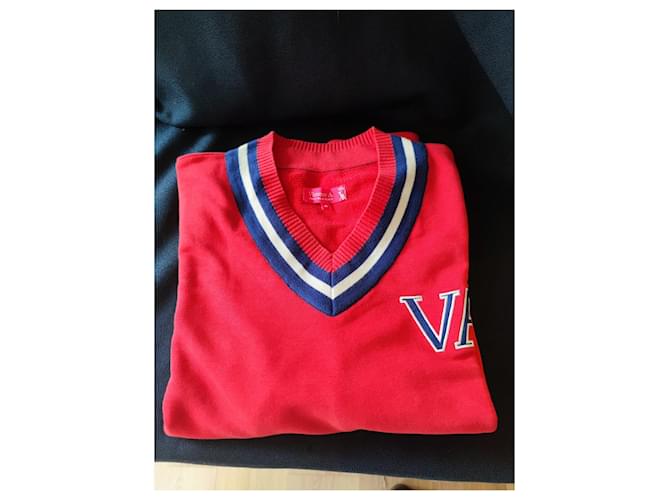 Vicomte Arthur Roter V-Ausschnitt Pullover Baumwolle XL - Ansicht 2