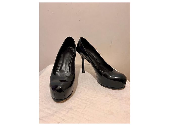 Yves Saint Laurent Tacones de charol YSL TripToo Negro Azul marino - vista 2