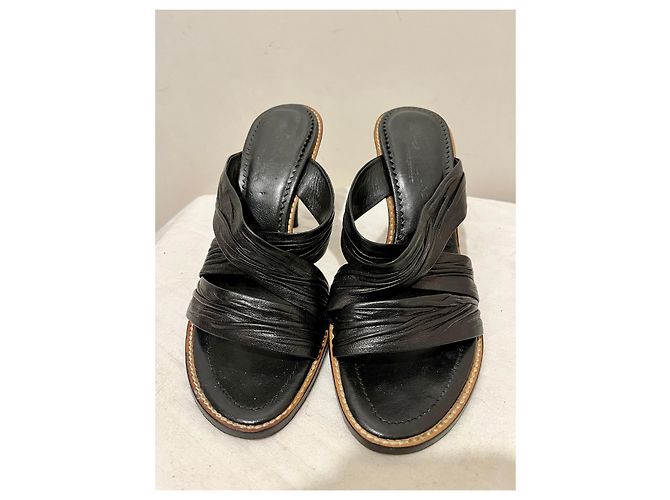 Yves Saint Laurent YSL Rive Gauche sandali mulo vintage con tacco alto Nero - vista 2
