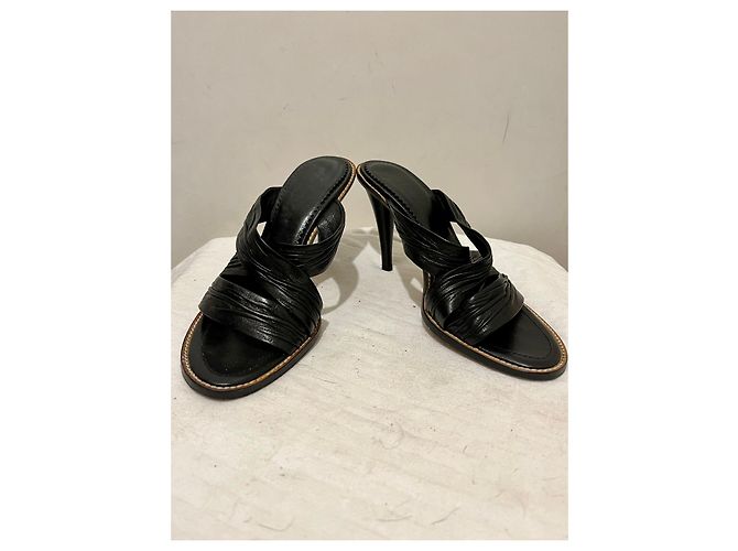Yves Saint Laurent YSL Rive Gauche sandali mulo vintage con tacco alto Nero - vista 3