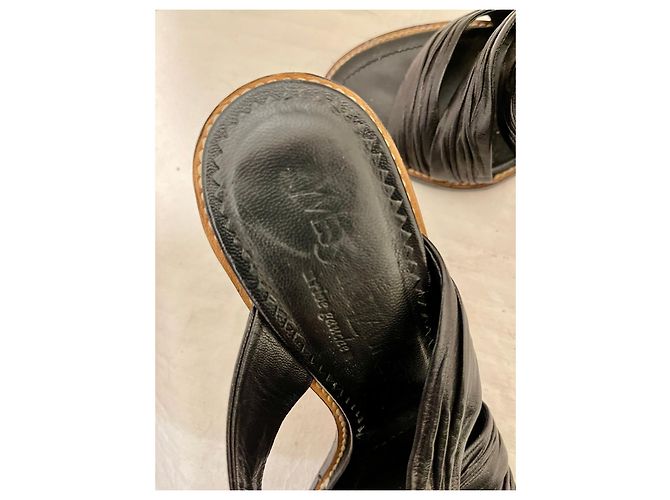 Yves Saint Laurent YSL Rive Gauche sandali mulo vintage con tacco alto Nero - vista 6