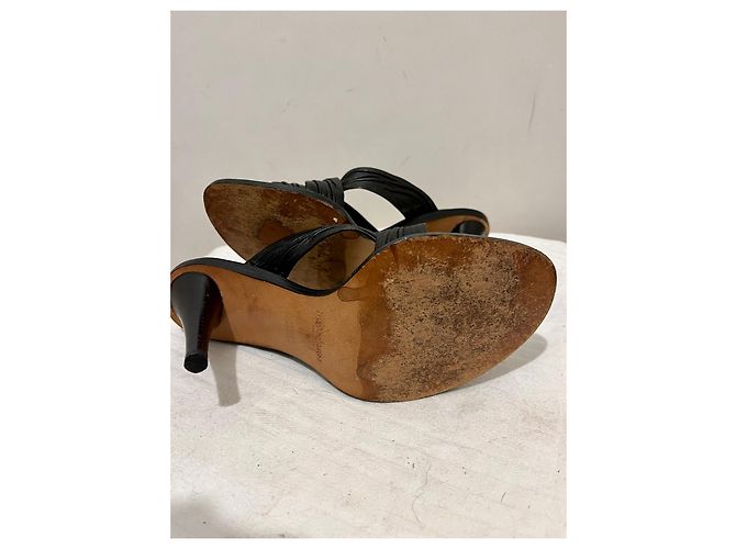 Yves Saint Laurent YSL Rive Gauche sandali mulo vintage con tacco alto Nero - vista 7