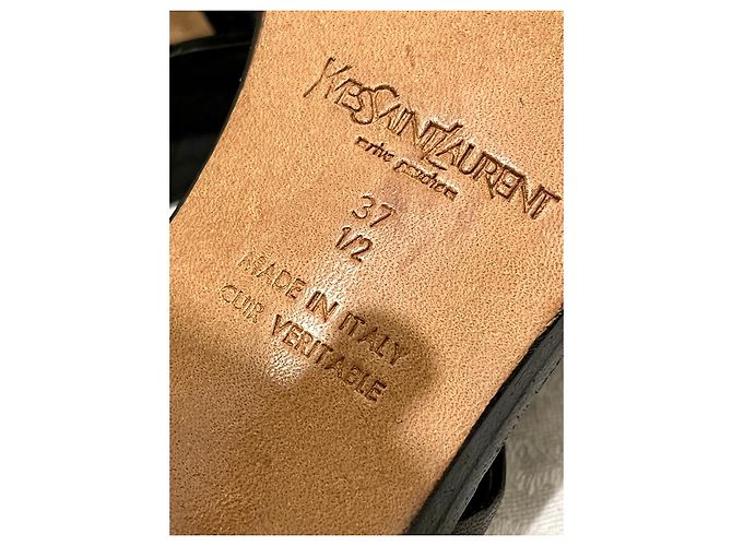 Yves Saint Laurent YSL Rive Gauche sandali mulo vintage con tacco alto Nero - vista 8