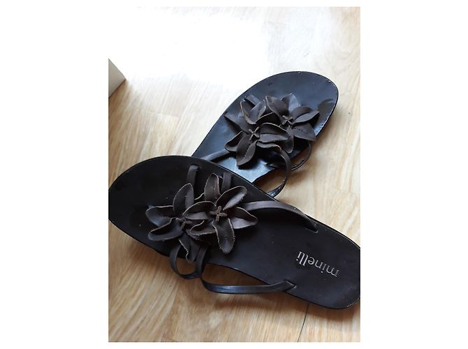 Minelli Sandalen Braun Blumenmotiv Größe 38 - Ansicht 2