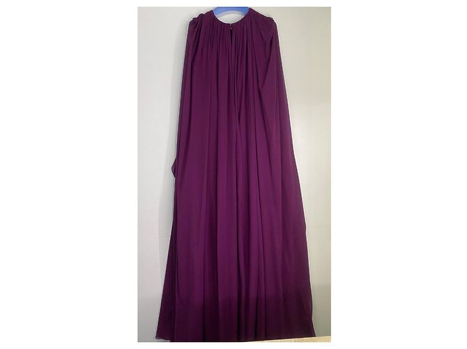 Vestido largo de seda plisado Elie Saab Borgoña Burdeos - vista 4