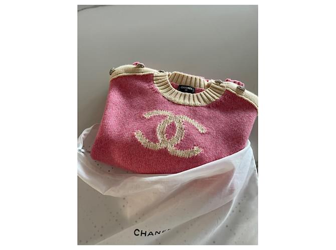 Chanel Kaschmirpullover in Rosa mit Schmuckknöpfen Pink - Ansicht 8