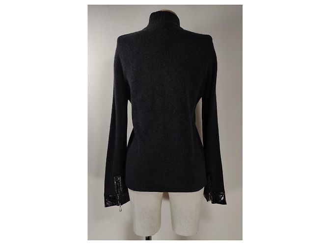 Luisa Cerano Zip Cardigan Black Cashmere Wool - view 4