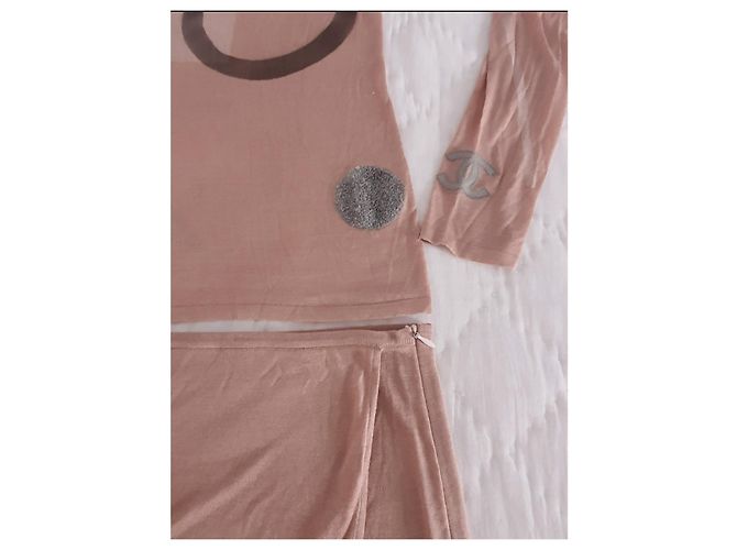 Conjunto falda + top Chanel Rosa Gris Burdeos - vista 17