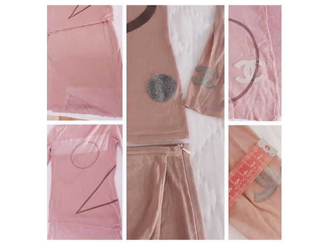 Conjunto falda + top Chanel Rosa Gris Burdeos - vista 4