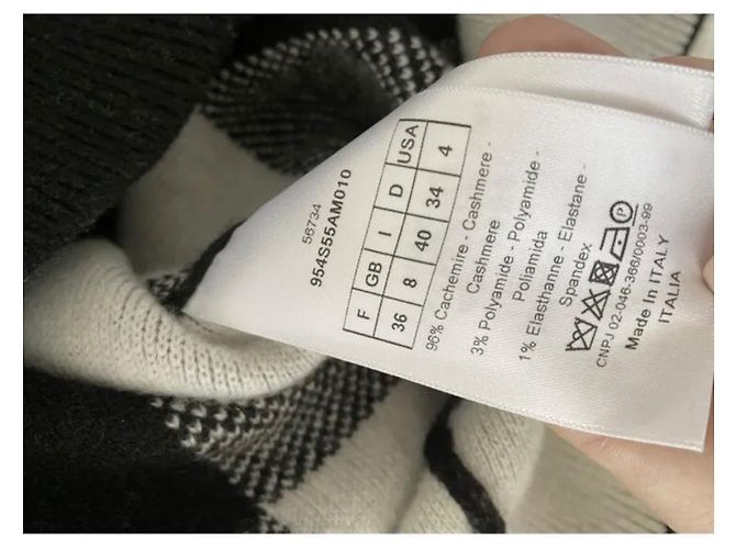 Christian Dior J'Adior Kaschmirpullover Karo Schwarz Weiß - Ansicht 3