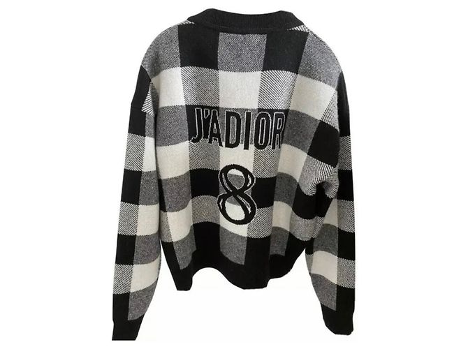Christian Dior J'Adior Kaschmirpullover Karo Schwarz Weiß - Ansicht 4
