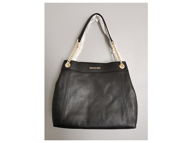 Sac à main Michael Kors en cuir noir et chaîne dorée - vue 4