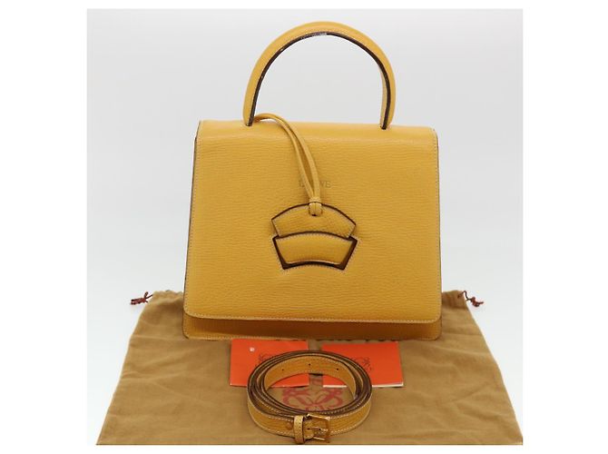 Borsa a mano LOEWE Barcelona in pelle 2modo Yellow Auth am4030 Giallo - vista 12