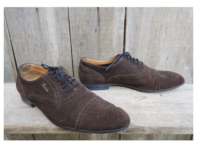 Brogue Gucci Marrone Scuro Camoscio Taglia 41 - vista 2