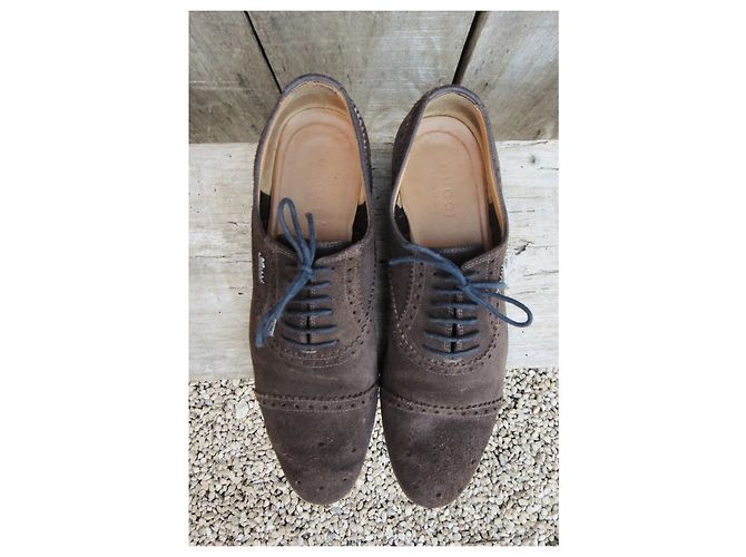 Brogue Gucci Marrone Scuro Camoscio Taglia 41 - vista 4