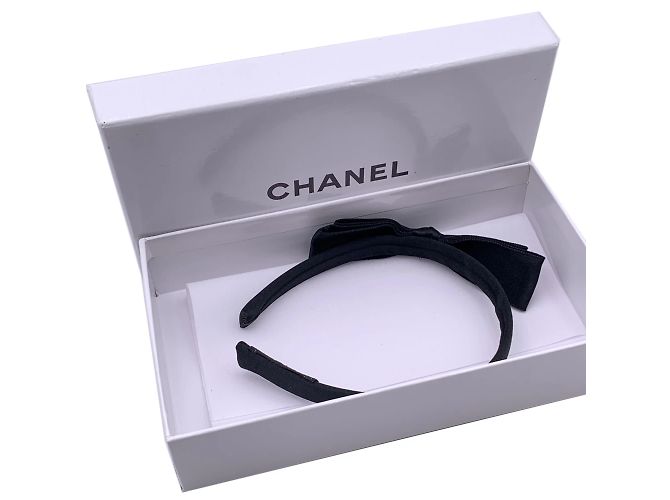 Chanel Accessorio per capelli con fascia in seta nera vintage Nero - vista 2
