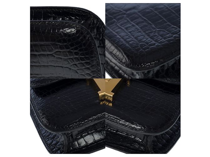 Hermès Pochette/borsa a spalla micro constance in coccodrillo nero100980 - vista 10