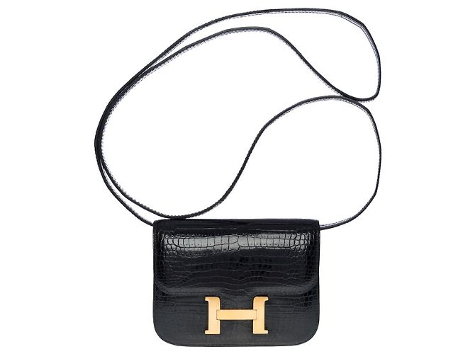 Hermès Pochette/borsa a spalla micro constance in coccodrillo nero100980 - vista 2