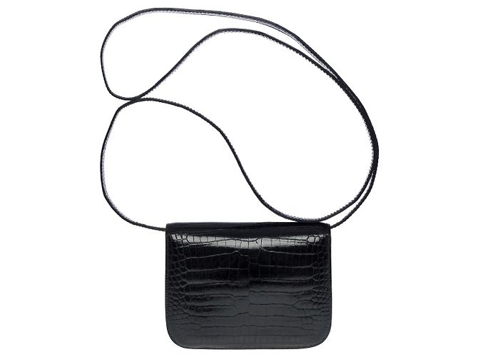 Hermès Pochette/borsa a spalla micro constance in coccodrillo nero100980 - vista 3