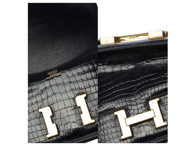 Hermès Pochette/borsa a spalla micro constance in coccodrillo nero100980 - vista 6