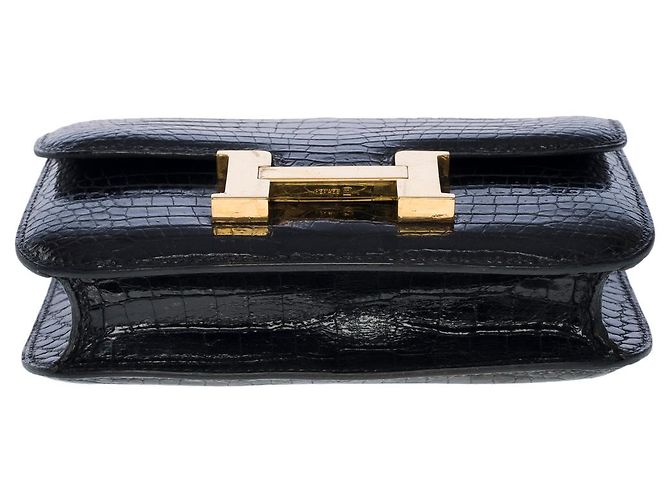 Hermès Pochette/borsa a spalla micro constance in coccodrillo nero100980 - vista 9