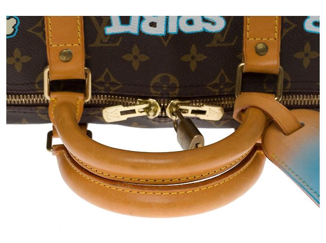 Louis Vuitton Borsa da viaggio Keepall 50 TRACOLLA PERSONALIZZATA "PINK PANTHER SPIRIT"-100928 Marrone - vista 8