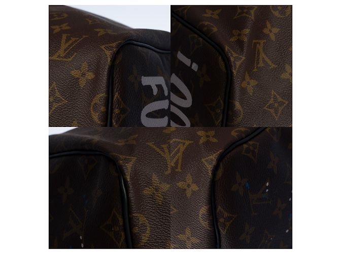 LOUIS VUITTON Borsa Keepall in Tela Marrone - 100216 - vista 10