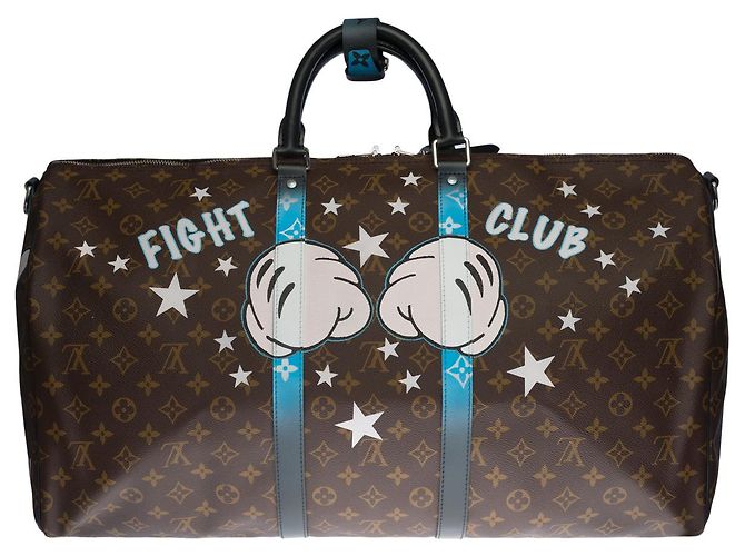 LOUIS VUITTON Borsa Keepall in Tela Marrone - 100216 - vista 2
