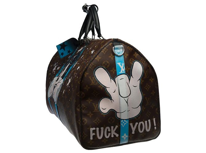 LOUIS VUITTON Borsa Keepall in Tela Marrone - 100216 - vista 4