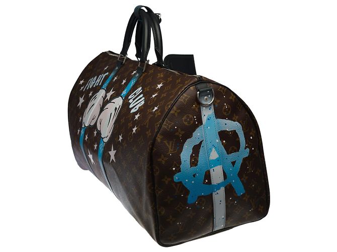 LOUIS VUITTON Borsa Keepall in Tela Marrone - 100216 - vista 5