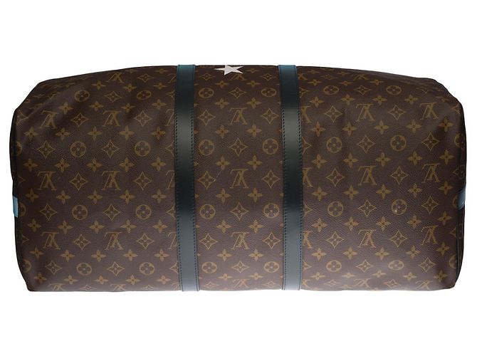 LOUIS VUITTON Borsa Keepall in Tela Marrone - 100216 - vista 9