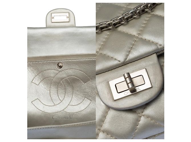 Mademoiselle Chanel Tasche 2.55 aus silbernem Leder - 100179 - Ansicht 5
