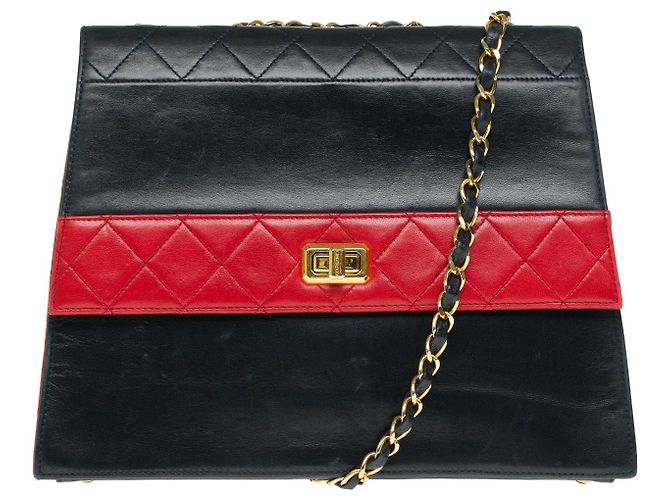 Mademoiselle Chanel BANDOLERA TRAPEZOIDAL DE PIEL MARINO/ROJO-121278018 Roja Azul marino - vista 2