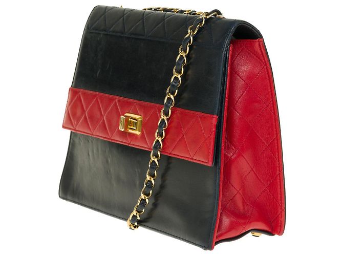 Mademoiselle Chanel BANDOLERA TRAPEZOIDAL DE PIEL MARINO/ROJO-121278018 Roja Azul marino - vista 4