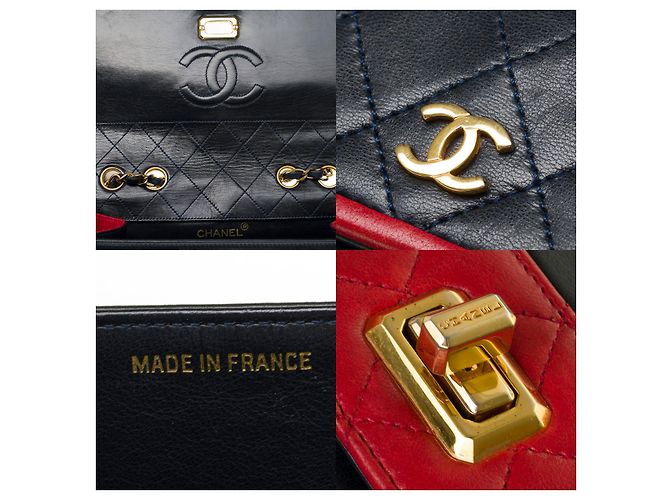 Mademoiselle Chanel BANDOLERA TRAPEZOIDAL DE PIEL MARINO/ROJO-121278018 Roja Azul marino - vista 6