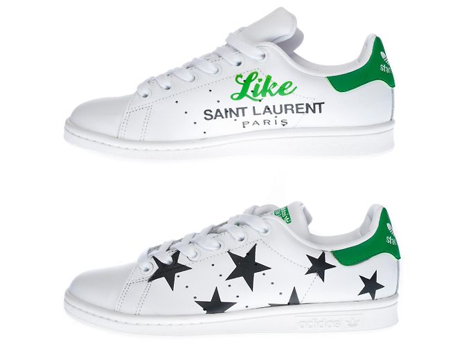 Scarpa ADIDAS Stan Smith in tela bianca - 100256 Bianco - vista 3