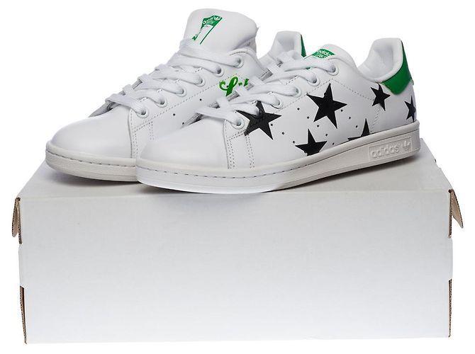 Scarpa ADIDAS Stan Smith in tela bianca - 100256 Bianco - vista 9