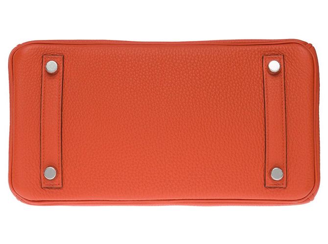 Hermès Borsa Hermes Birkin 25 in Pelle Arancione - 101050 - vista 10