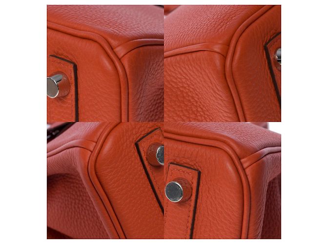 Hermès Borsa Hermes Birkin 25 in Pelle Arancione - 101050 - vista 11