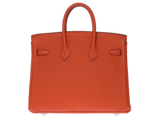 Hermès Borsa Hermes Birkin 25 in Pelle Arancione - 101050 - vista 3