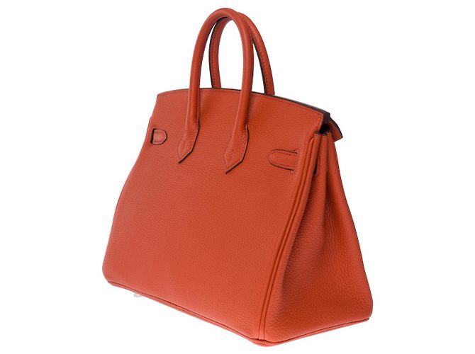 Hermès Borsa Hermes Birkin 25 in Pelle Arancione - 101050 - vista 5