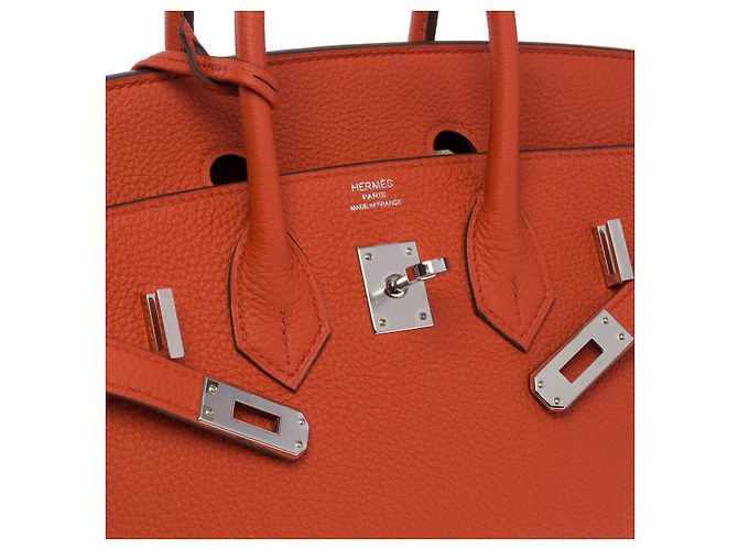 Hermès Borsa Hermes Birkin 25 in Pelle Arancione - 101050 - vista 6