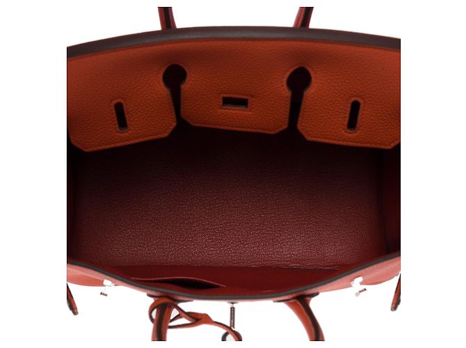 Hermès Borsa Hermes Birkin 25 in Pelle Arancione - 101050 - vista 8