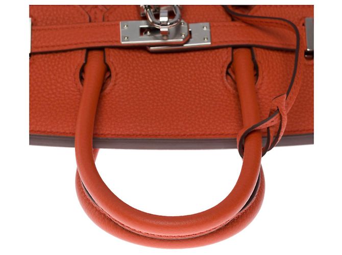 Hermès Borsa Hermes Birkin 25 in Pelle Arancione - 101050 - vista 9