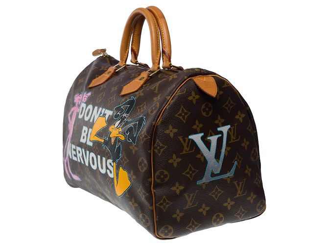 Borsa Speedy LOUIS VUITTON in tela marrone - 1323512590 - vista 3