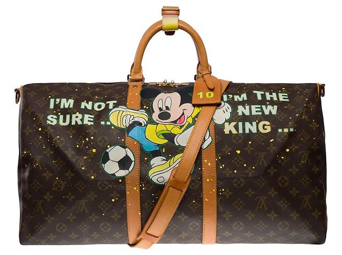 Louis Vuitton Bolsa de viaje de Keepall 55 BANDOLERA PERSONALIZADA "EL REY PELE NUNCA MUERE VS MICKEY"-100929 - vista 2