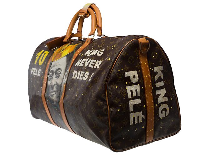 Louis Vuitton Bolsa de viaje de Keepall 55 BANDOLERA PERSONALIZADA "EL REY PELE NUNCA MUERE VS MICKEY"-100929 - vista 4