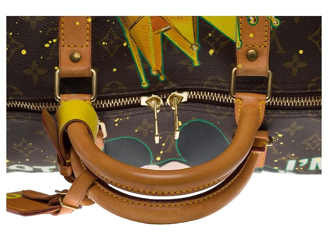 Louis Vuitton Bolsa de viaje de Keepall 55 BANDOLERA PERSONALIZADA "EL REY PELE NUNCA MUERE VS MICKEY"-100929 - vista 7