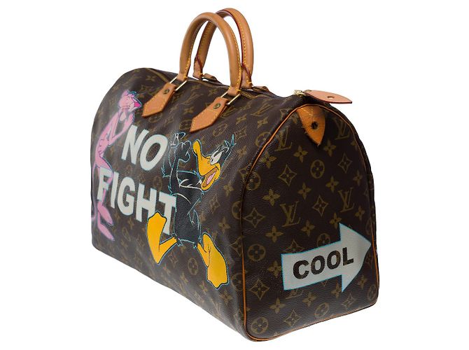 Speedy Louis Vuitton Borsa veloce 40 personalizzato "Keep Cool"-13240121210 Marrone - vista 3